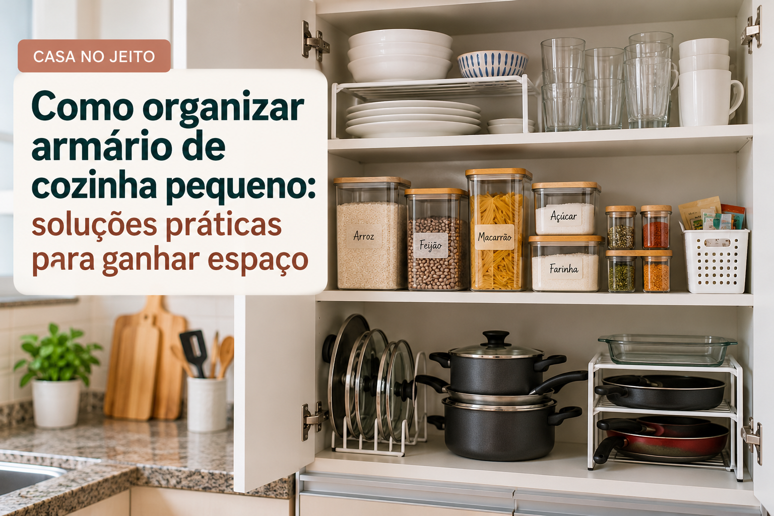 Como organizar armário de cozinha pequeno: soluções práticas para ganhar espaço